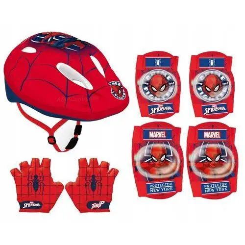 4x Ochraniacze Kask Rowerowy Rękawiczki Spiderman