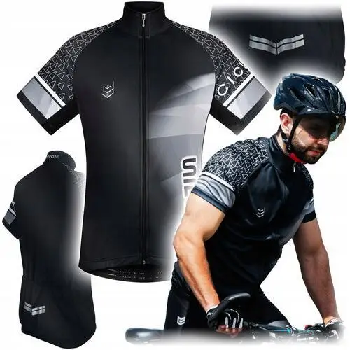 Czarna koszulka kolarska rowerowa Ochrona Uv elastyczna Antybakteryjna M