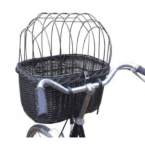 Czarny koszyk wiklinowy kosz na rower na Psa Kota