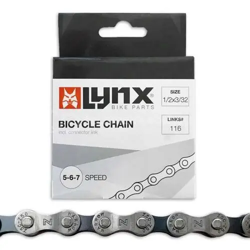 Łańcuch 1/2 x 3/32 Lynx 5-6-7-rzędowy 116 ogniw srebrny + zapinka