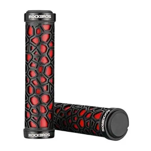 Rockbros Gripy rowerowe chwyty z gumy przyczepne śr. 22mm czarno-czerwone