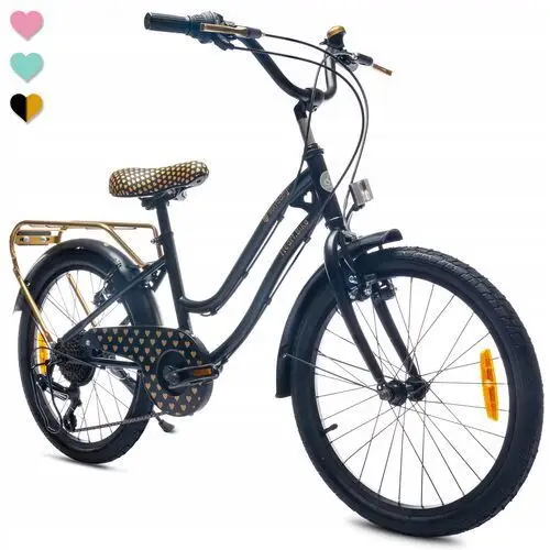 Rower 20 cali dla dziewczynki dziecięcy Shimano 6 biegów Heart Bike złoty