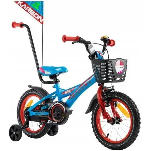 Rower Karbon Niki 14 cali Niebieski Dla Chłopca Dziecięcy z prowadnikiem
