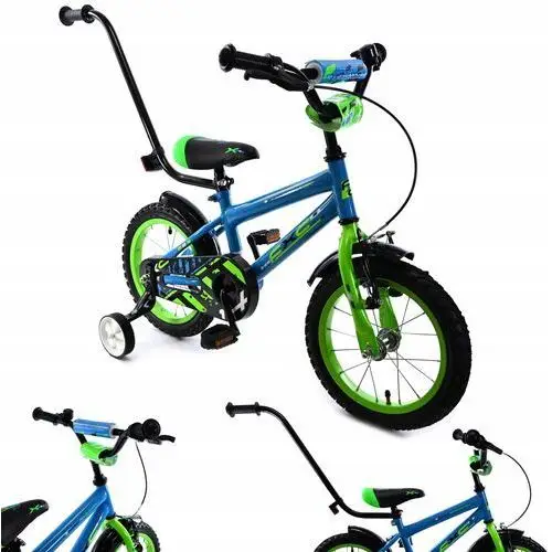 Rower Z Kółkami Bocznymi 14 Cali Niebieski Rowerek Dla Dzieci Prowadnik