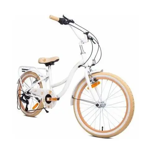 Sun baby Rower dziecięcy flower bike 20 cali dla dziewczynki biało-beżowy