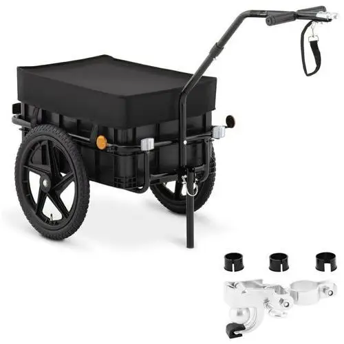 Wózek przyczepka rowerowa transportowa z pudełkiem i odblaskami do 35 kg + plandeka Uniprodo