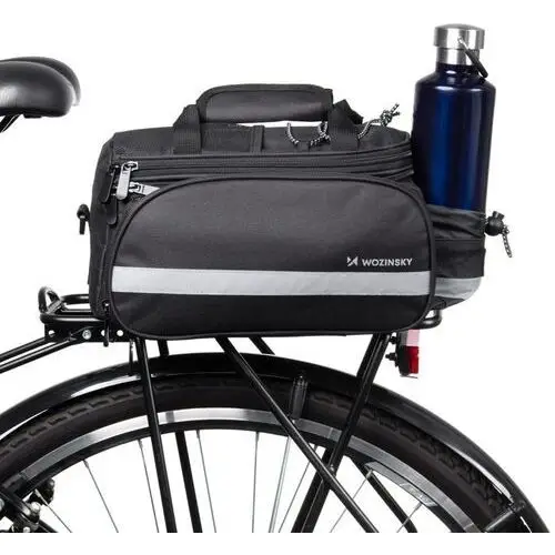 Torba rowerowa na bagażnik z kieszeniami i paskiem na ramię 27l czarna Wozinsky 2