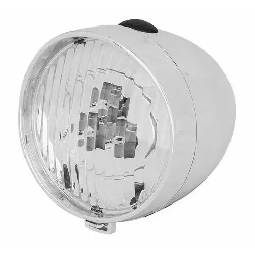 Xc light Lampa przednia - 764b retro 3 diody led, zasilane 3x aaa, srebrna