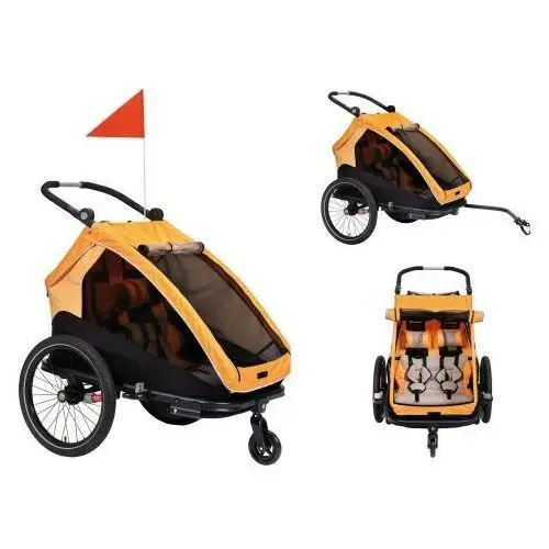 Xlc Przyczepka rowerowa dla dzieci duo s bs c10 2w1 wózek składana amortyzacja pomarańczowa